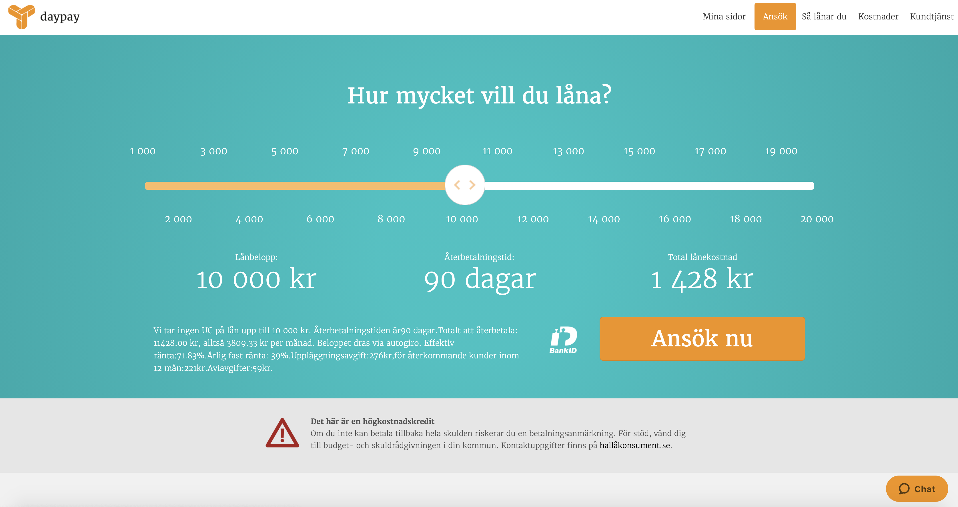 DayPay - Låna upp till 20 000 kr: Information och omdömen