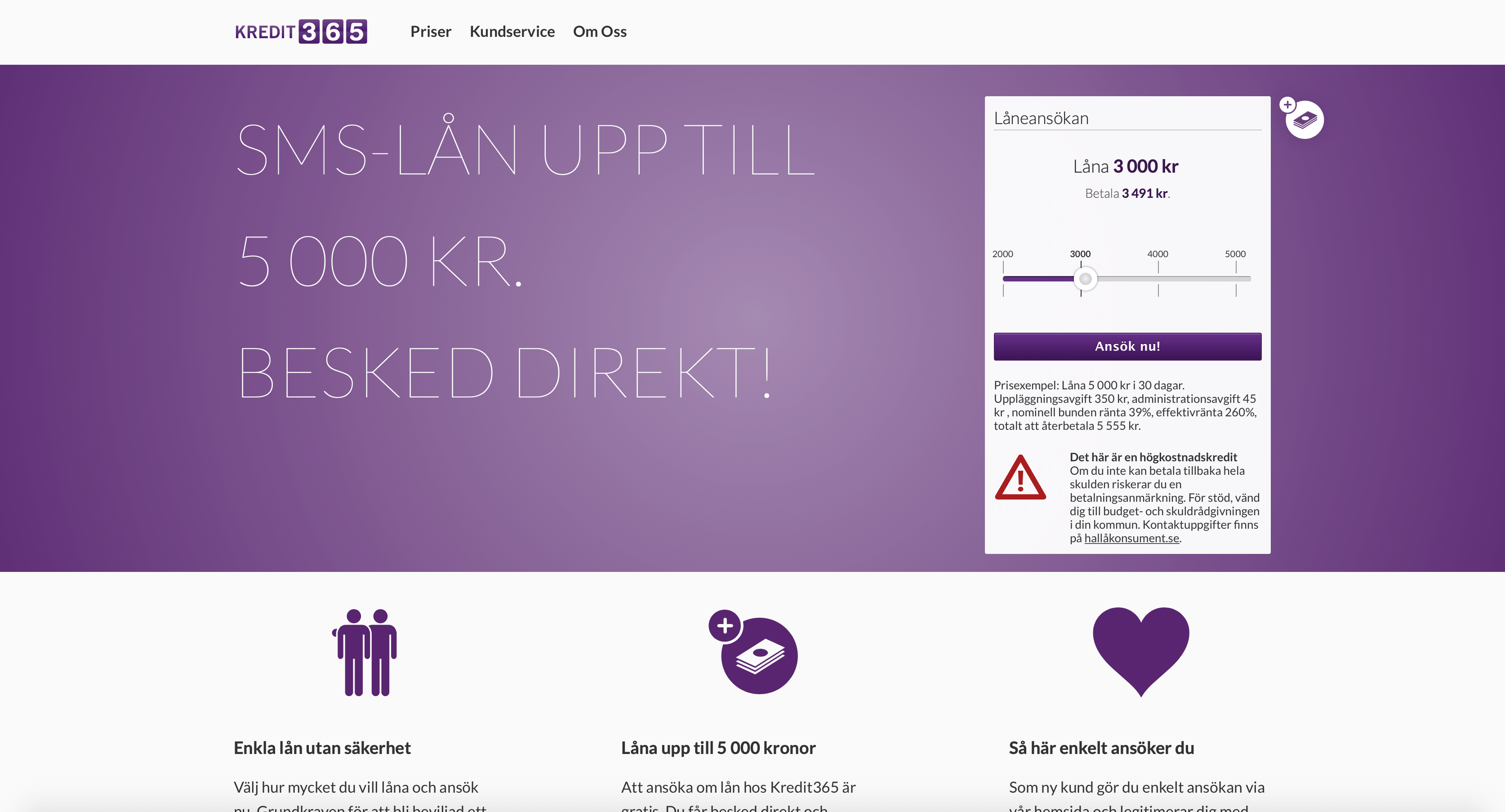 Kredit365 - Låna 1000 till 5000 kr: Information och recensioner