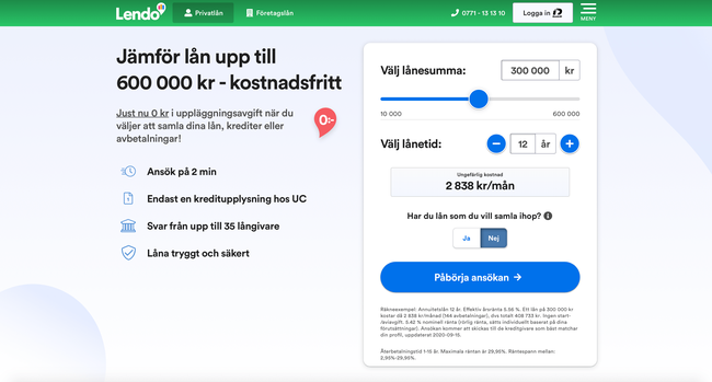 Lendo lån upp till 600 000 kr: Information, krav och recensioner